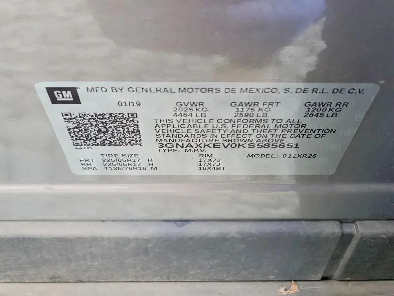 2019 CHEVROLET EQUINOX LT  