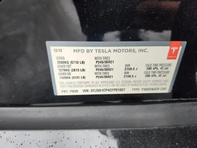 2012 TESLA MODEL S   
