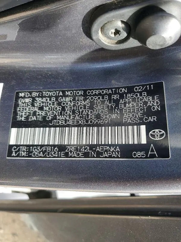 2011 TOYOTA COROLLA BASE  