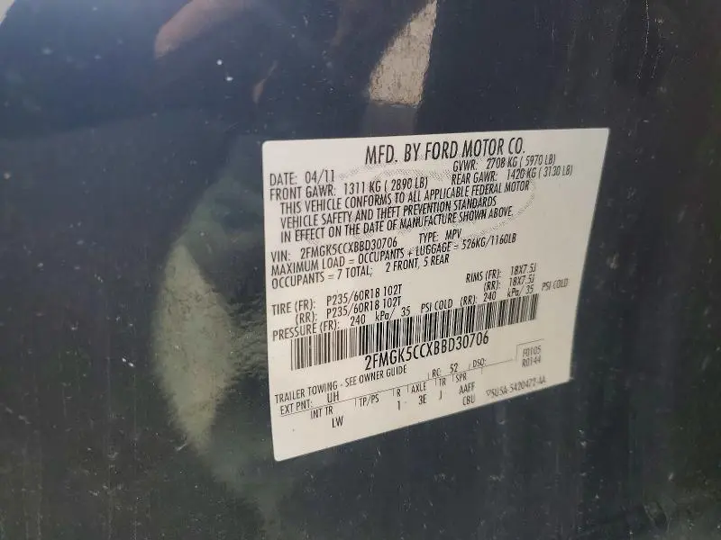 2011 FORD FLEX SEL  
