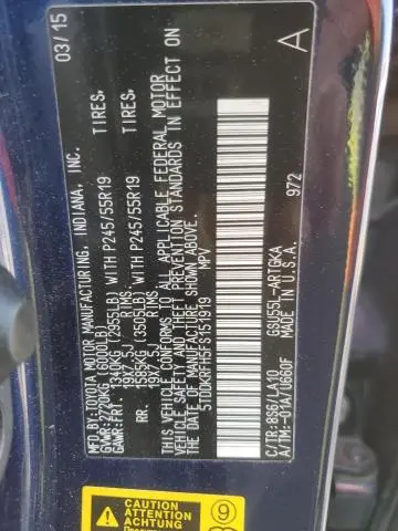 2015 TOYOTA HIGHLANDER LIMITED  