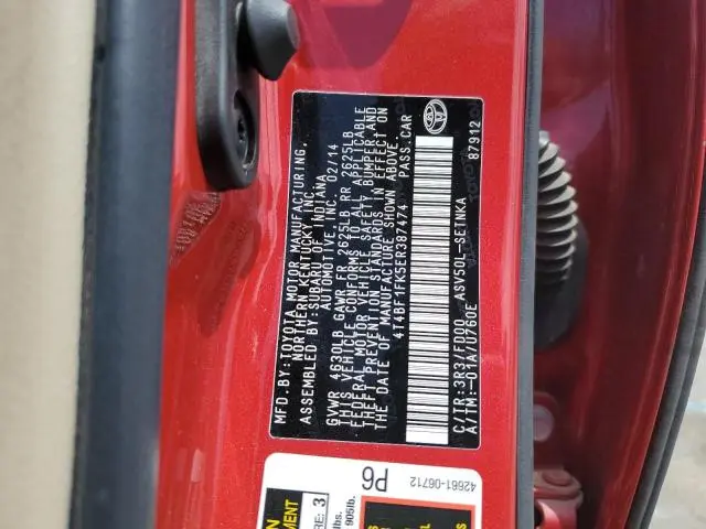 2014 TOYOTA CAMRY L  