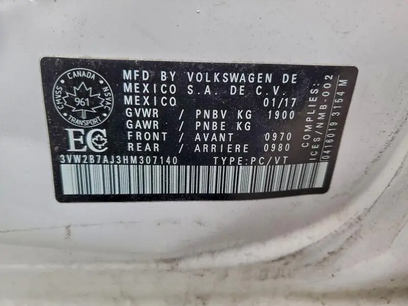 2017 VOLKSWAGEN JETTA S  