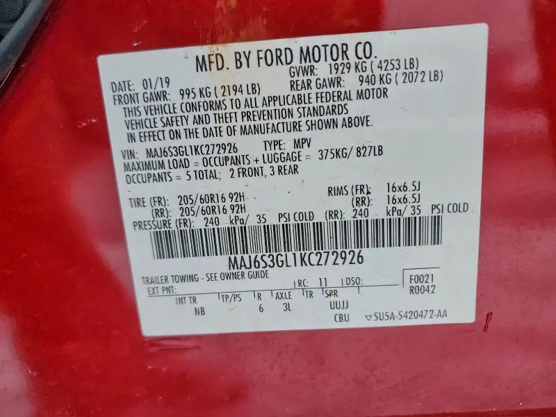 2019 FORD ECOSPORT SE  