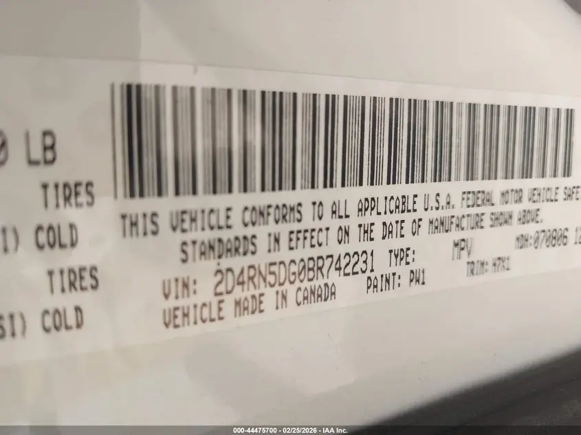 2011 DODGE GRAND CARAVAN CREW