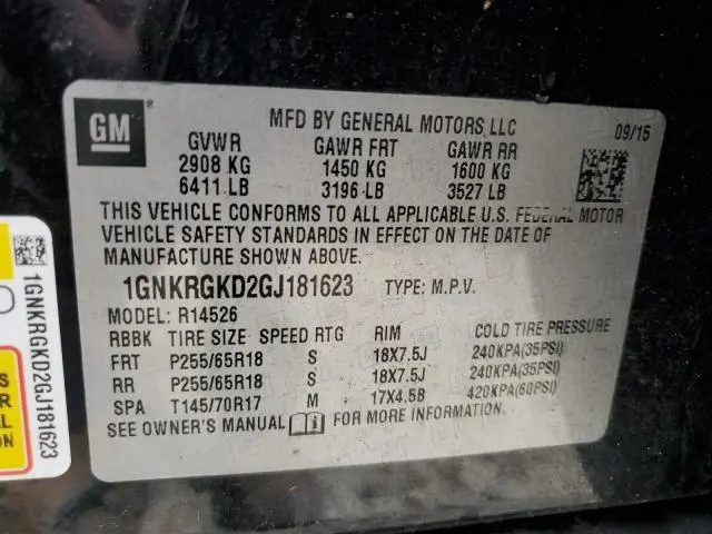 2016 CHEVROLET TRAVERSE LT  