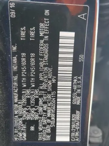 2016 TOYOTA HIGHLANDER XLE  