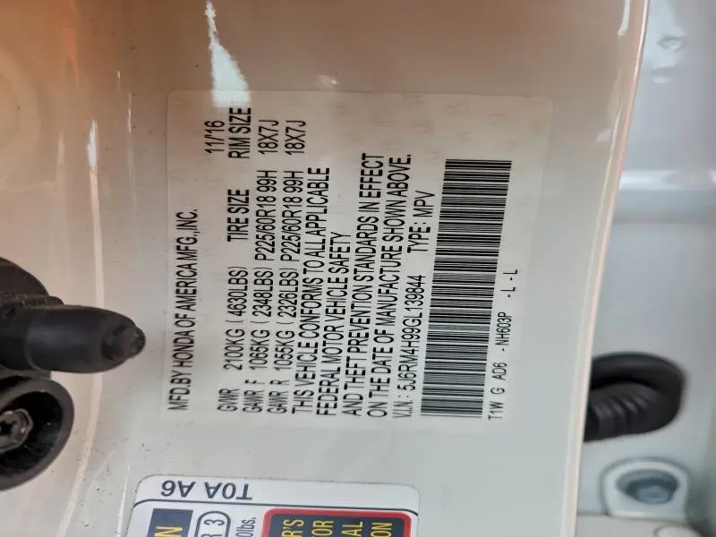 2016 HONDA CR-V TOURING  