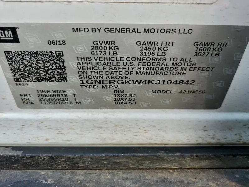 2019 CHEVROLET TRAVERSE LT  