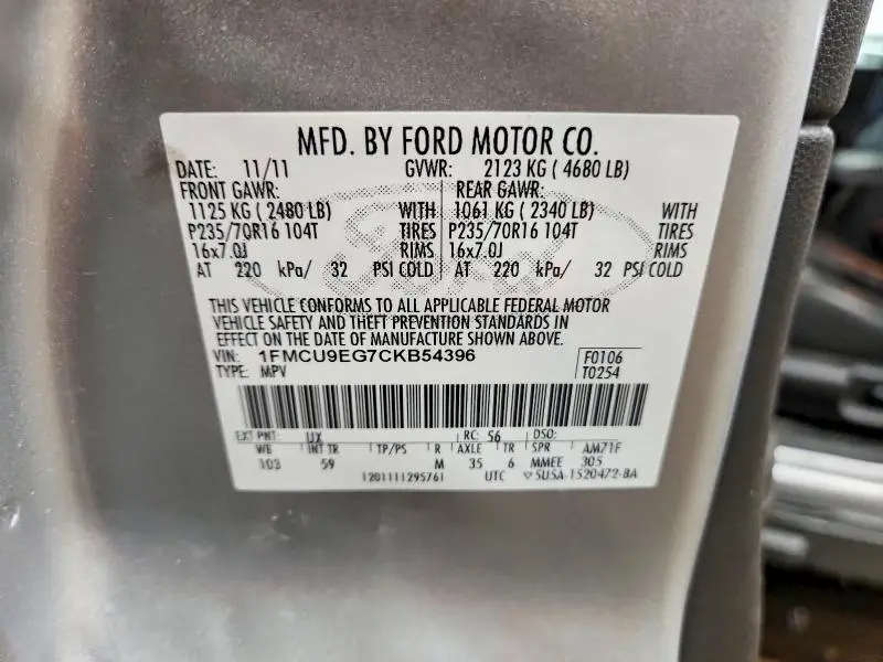 2012 FORD ESCAPE LIMITED  