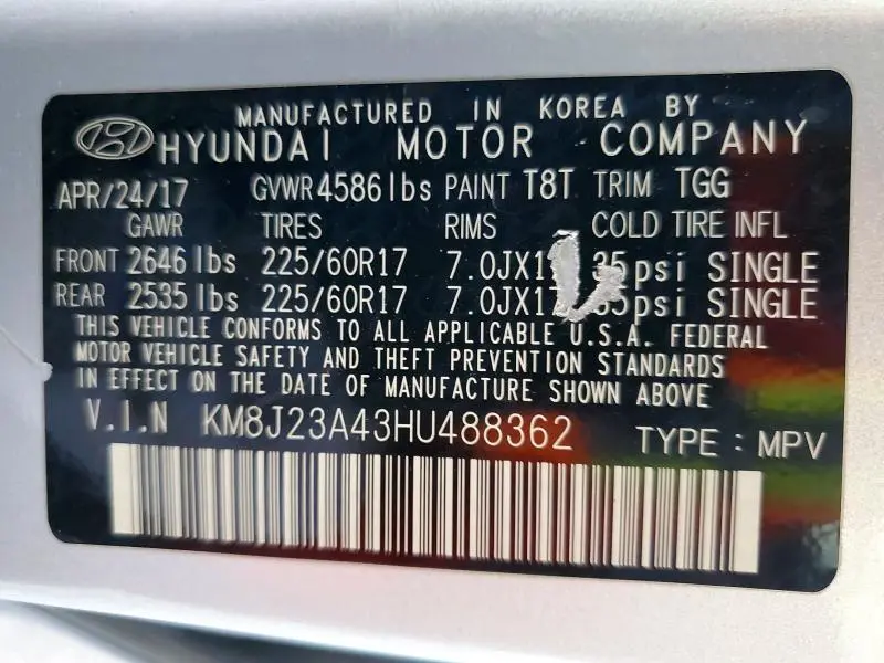 2017 HYUNDAI TUCSON SE  