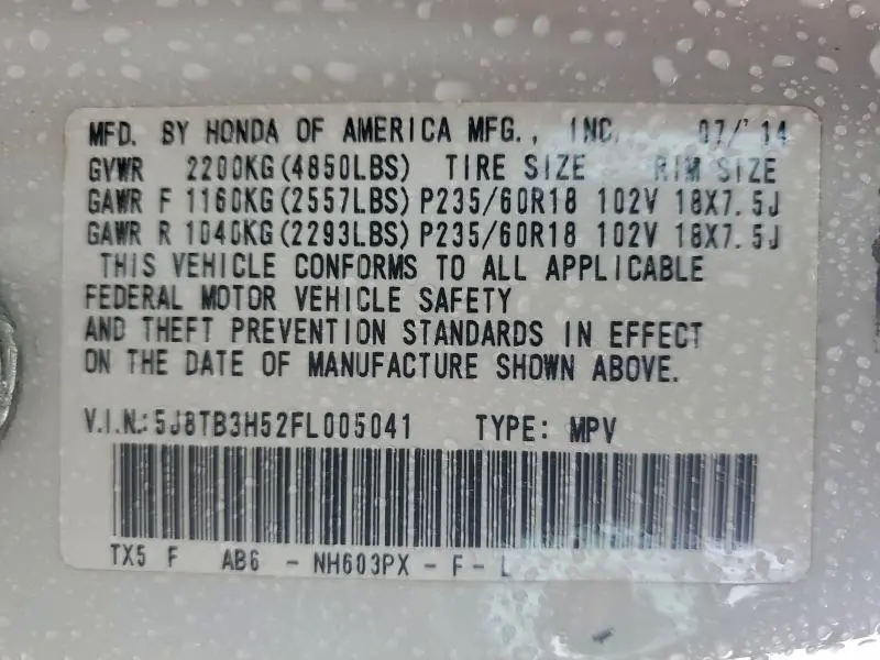 2015 ACURA RDX TECHNOLOGY  