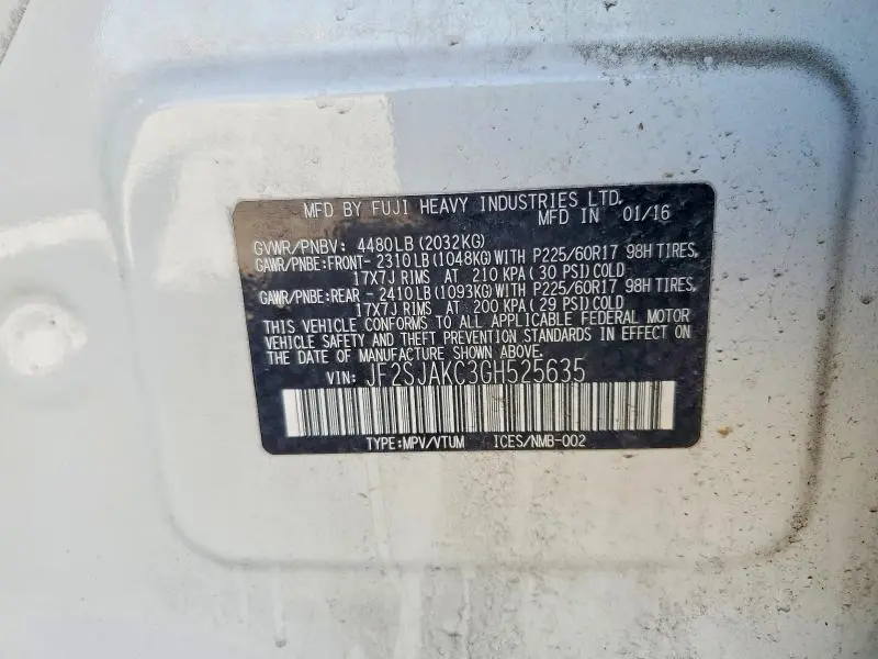 2016 SUBARU FORESTER 2.5I LIMITED  