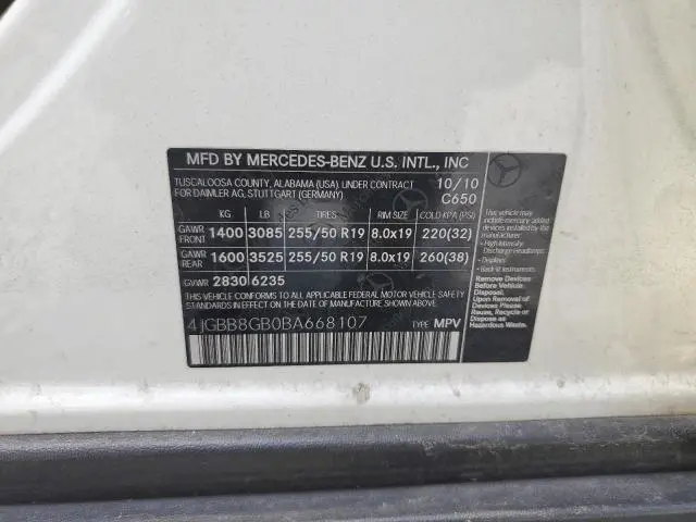 2011 MERCEDES-BENZ ML 350 4MATIC  