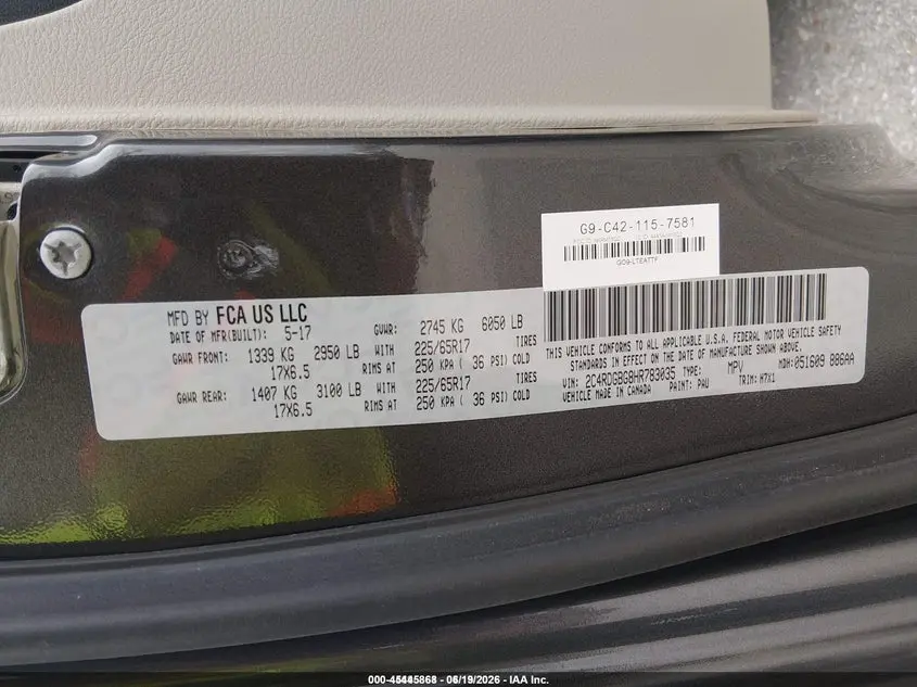2017 DODGE GRAND CARAVAN SE