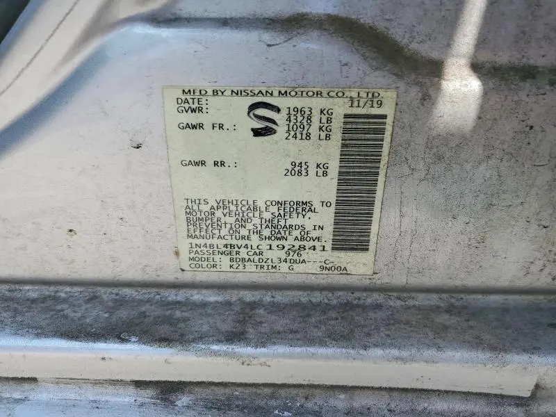 2020 NISSAN ALTIMA S  