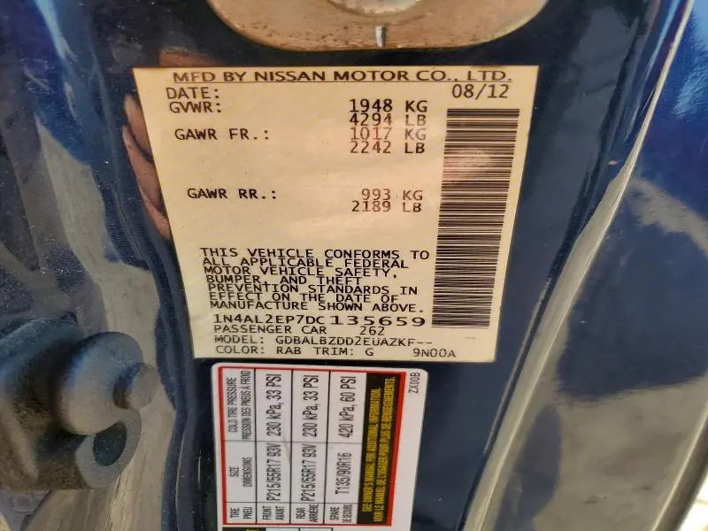 2013 NISSAN ALTIMA S  