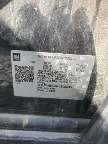 2019 CHEVROLET BOLT EV LT  
