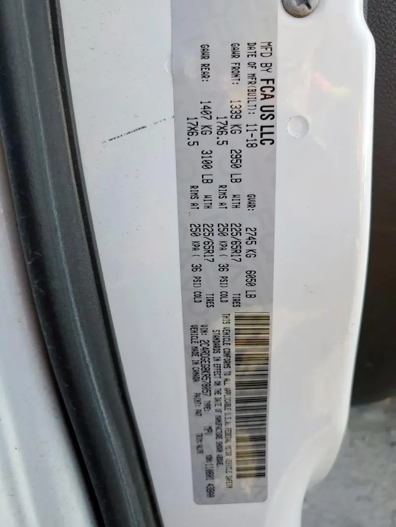 2019 DODGE GRAND CARAVAN GT  