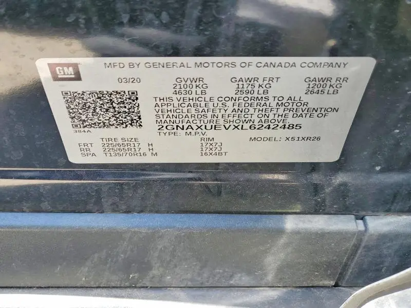 2020 CHEVROLET EQUINOX LT  