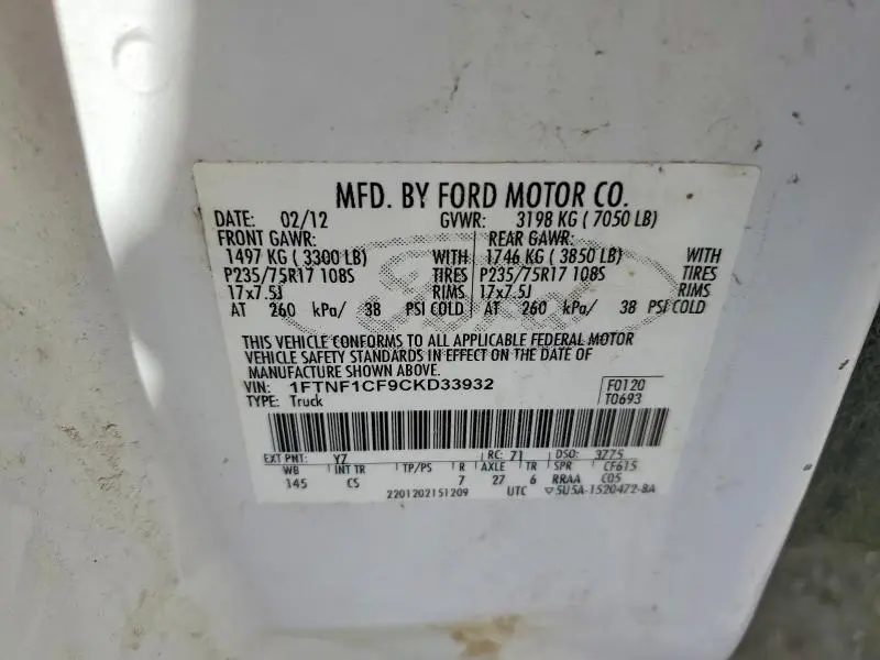 2012 FORD F150   
