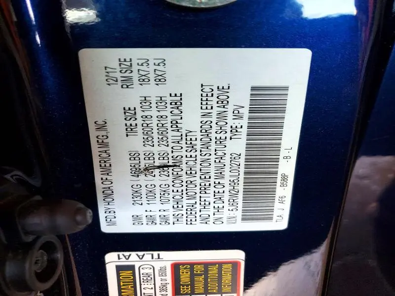 2018 HONDA CR-V TOURING  