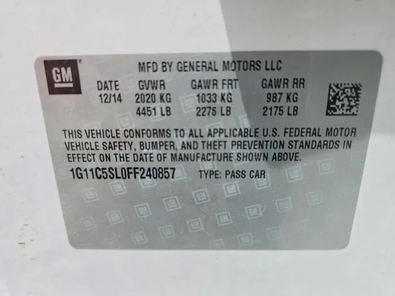 2015 CHEVROLET MALIBU 1LT  