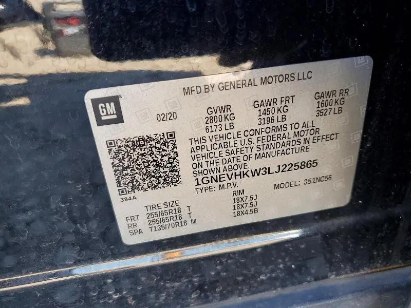 2020 CHEVROLET TRAVERSE LT  