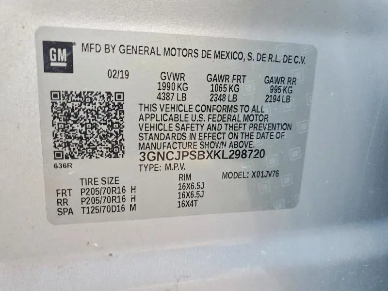 2019 CHEVROLET TRAX 1LT  