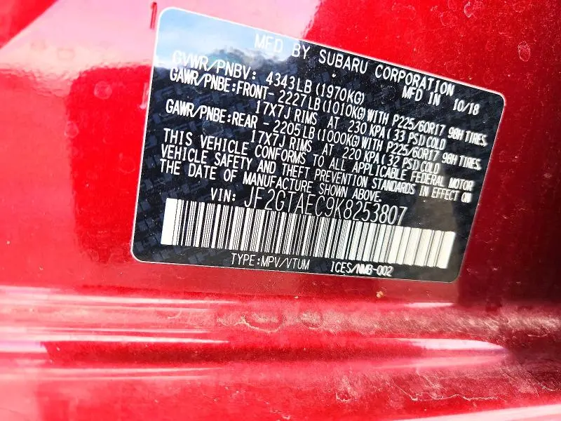 2019 SUBARU CROSSTREK PREMIUM  