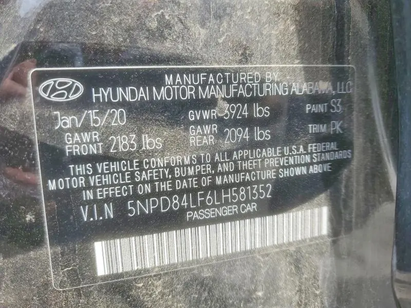 2020 HYUNDAI ELANTRA SEL  