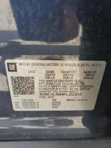 2019 CHEVROLET TRAX 1LT  