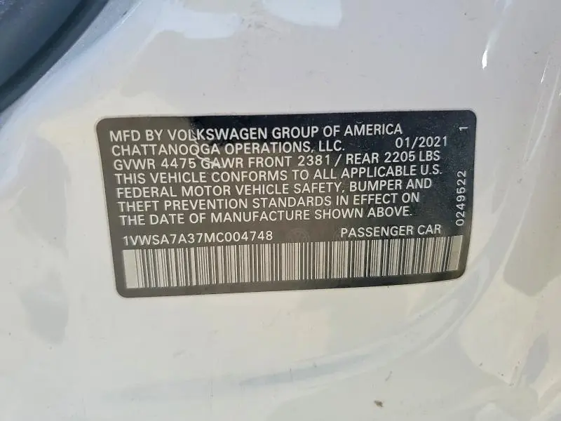 2021 VOLKSWAGEN PASSAT SE  