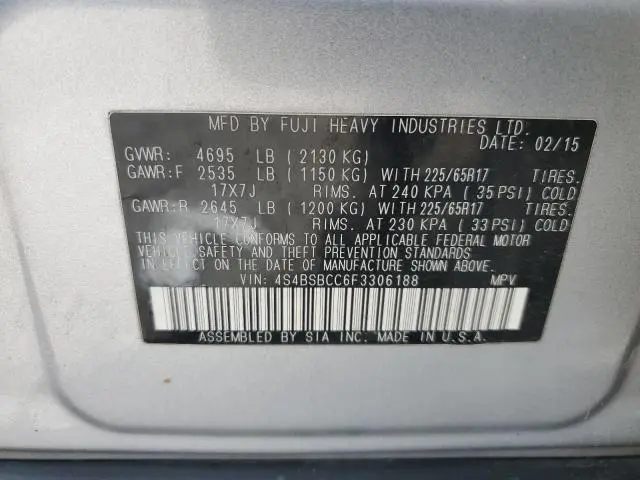 2015 SUBARU OUTBACK 2.5I PREMIUM  
