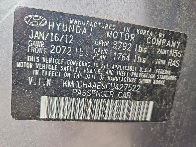 2012 HYUNDAI ELANTRA GLS  