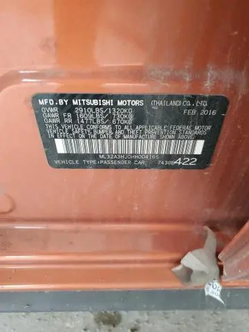 2017 MITSUBISHI MIRAGE ES