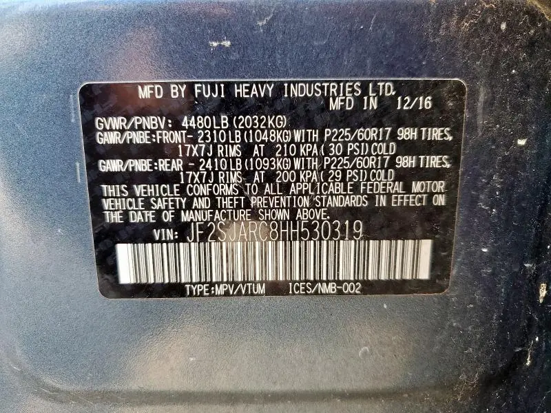 2017 SUBARU FORESTER 2.5I LIMITED