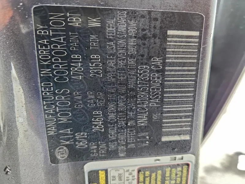 2019 KIA CADENZA LUXURY  