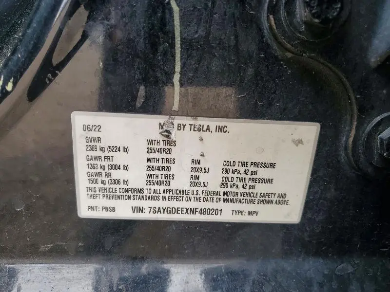2022 TESLA MODEL Y   