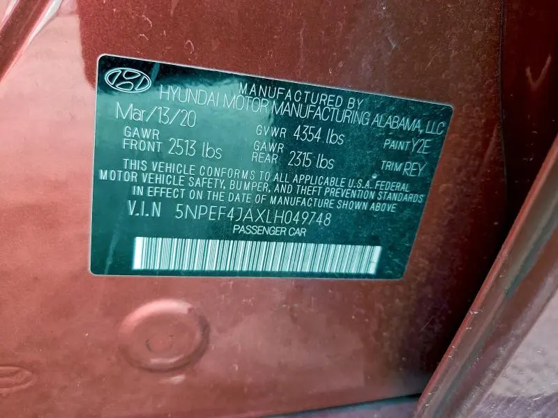2020 HYUNDAI SONATA SEL  