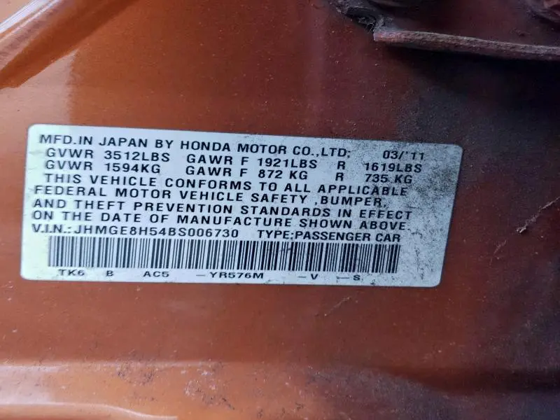 2011 HONDA FIT SPORT  