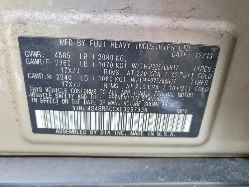 2014 SUBARU OUTBACK 2.5I PREMIUM  