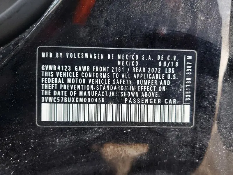 2019 VOLKSWAGEN JETTA S  