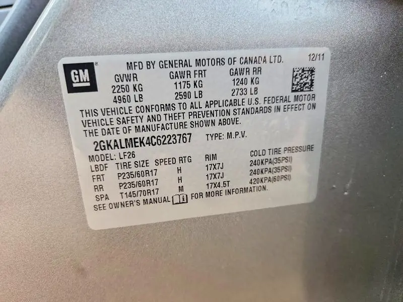 2012 GMC TERRAIN SLE  