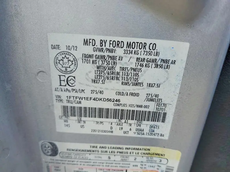 2013 FORD F150 SUPERCREW  