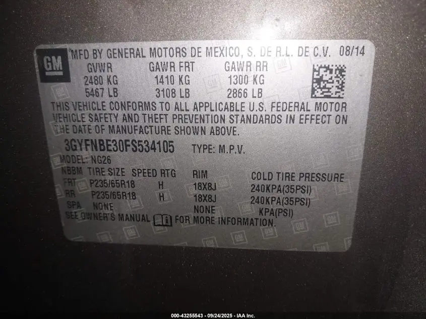 2015 CADILLAC SRX LUXURY COLLECTION