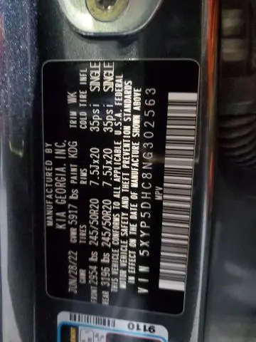 2022 KIA TELLURIDE SX  