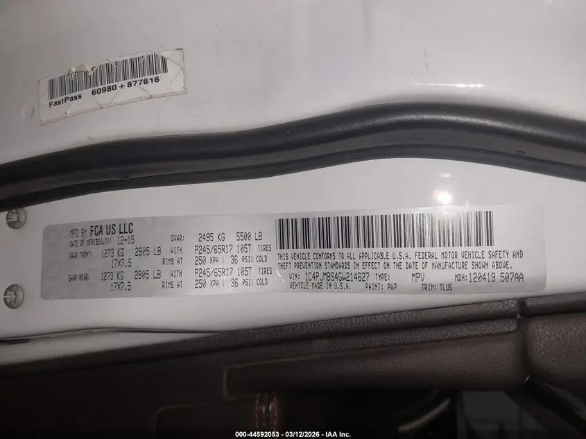 2016 JEEP CHEROKEE TRAILHAWK