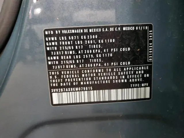 2019 VOLKSWAGEN TIGUAN SE  