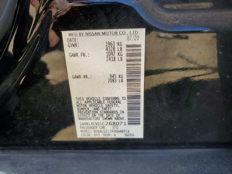 2020 NISSAN ALTIMA SR  